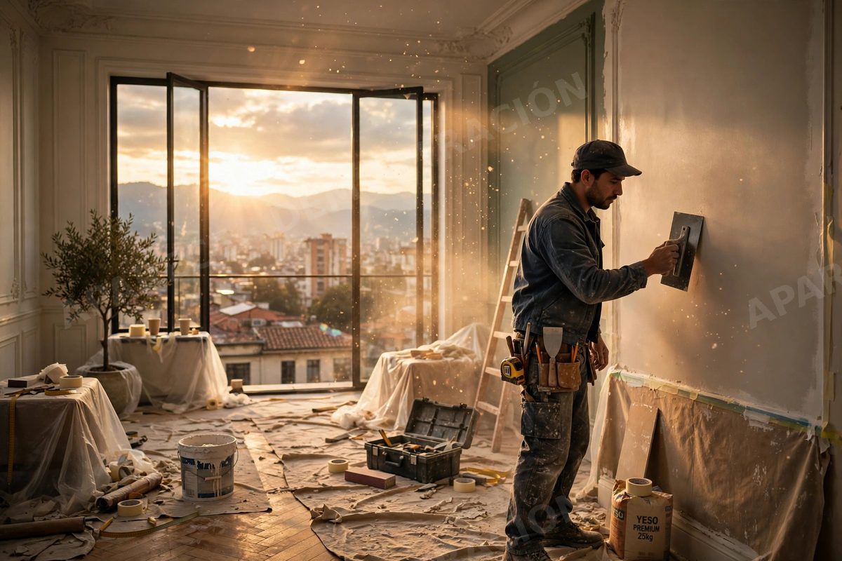Remodelación interior de un apartamento con luz cálida